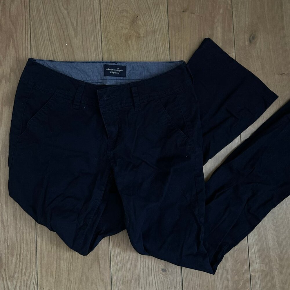 American Eagle navy blue stretch bootcut khakis, size 4